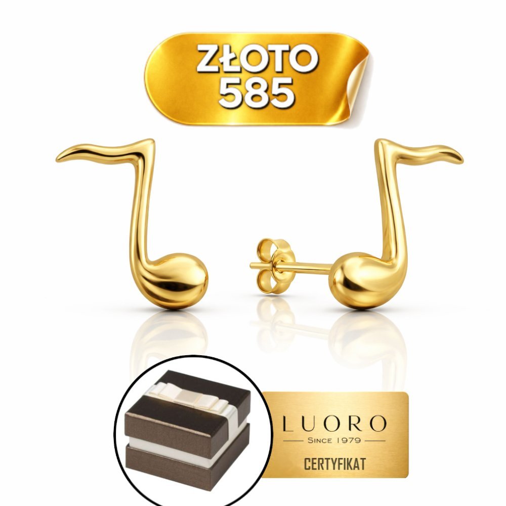 KOLCZYKI ZŁOTE 585 14K NUTKI SZTYFT 7,3X4,1 MM ELEGANCKIE PREZENT