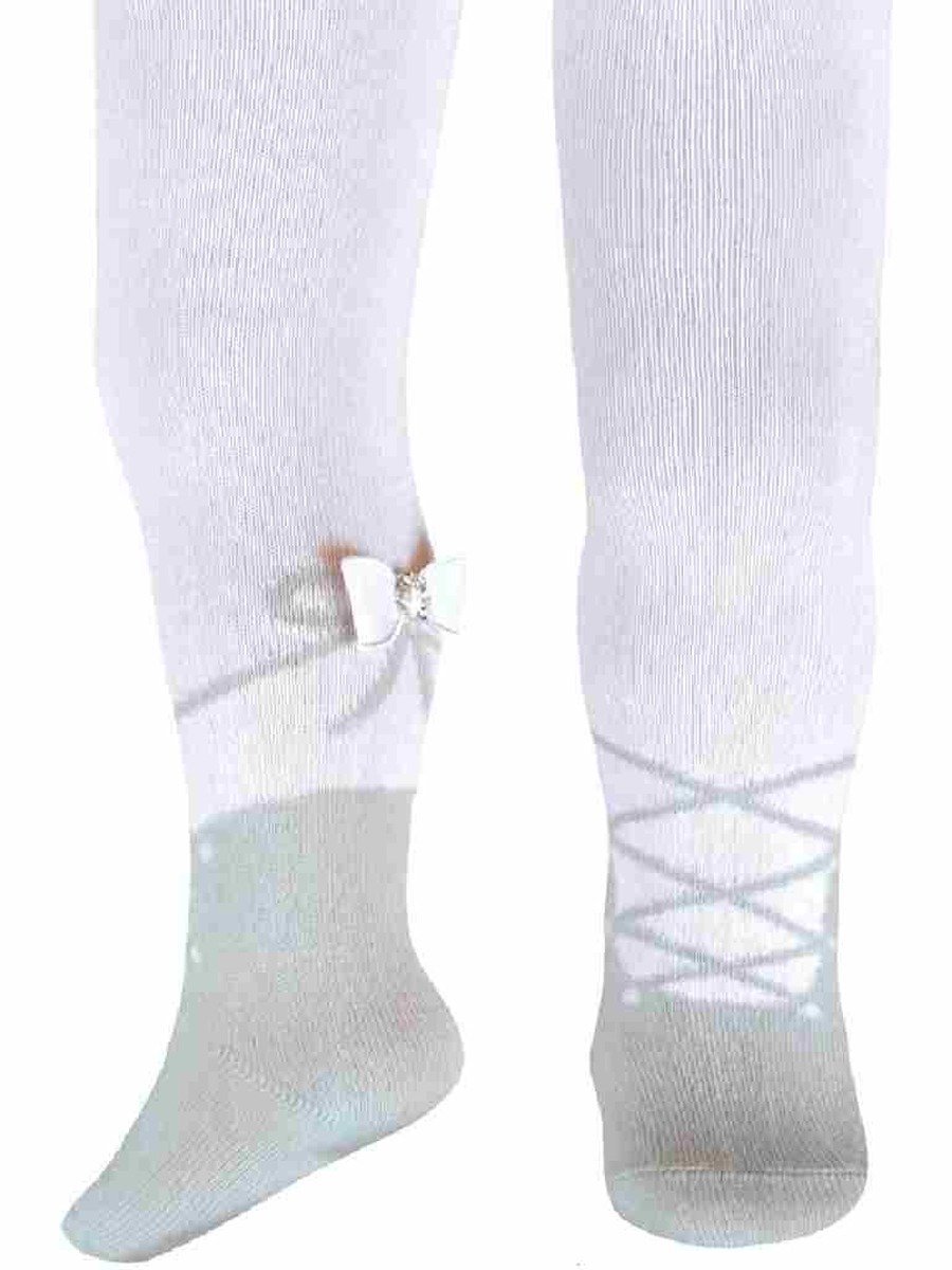 Dziewczęce rajstopy bawełniane baletnica białe Milusie