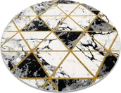 Dywany - Dywan EMERALD ekskluzywny 1020 koło - glamour, stylowy marmur, trójkąty / złoty czarny koło 120 cm - miniaturka - grafika 1