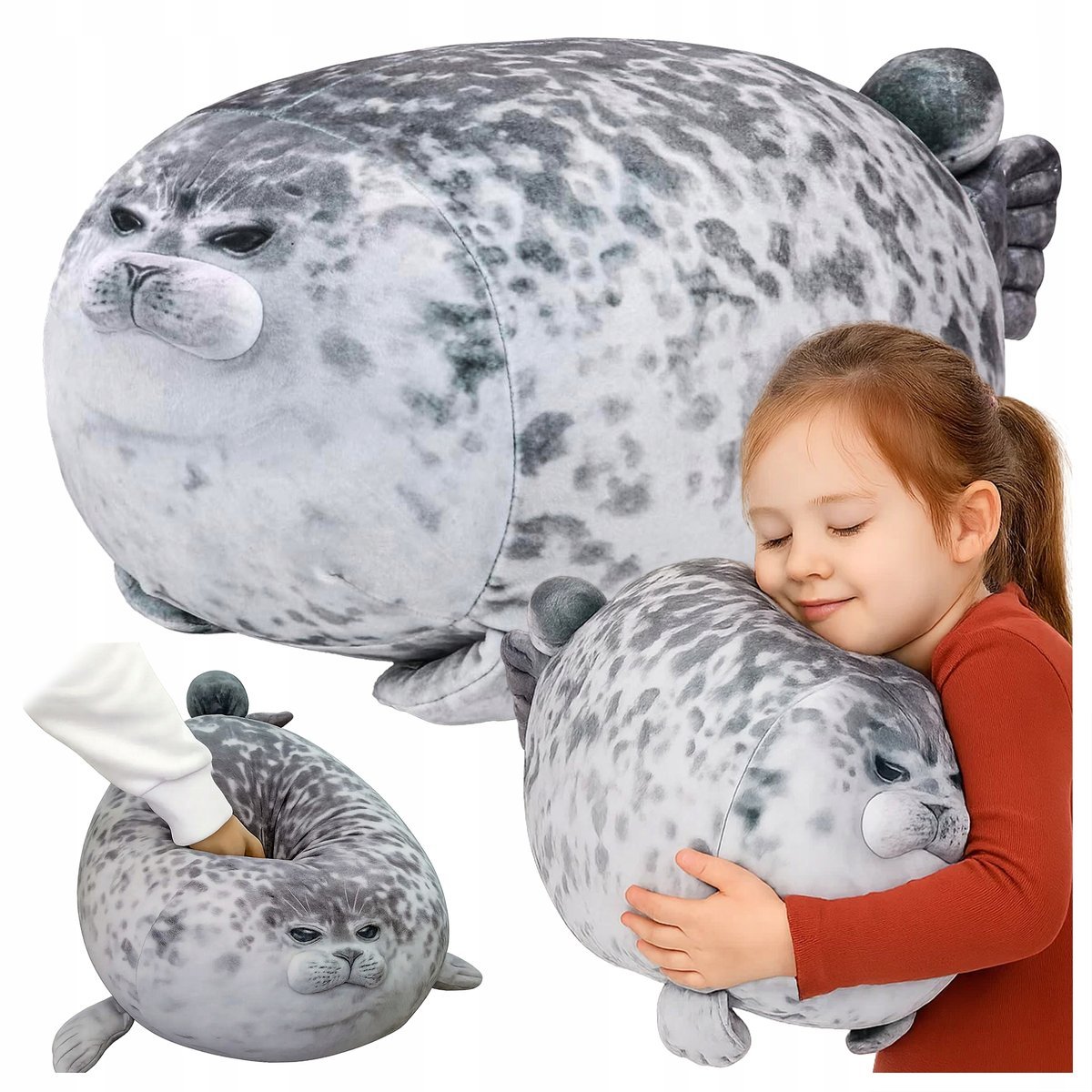 FOKA MASKOTKA PLUSZAK MIŚ 55CM PODUSZKA ZABAWKA DO PRZYTULANIA XXL