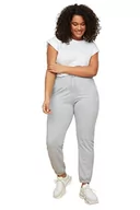 Spodnie damskie - Trendyol Damskie spodnie dresowe Plus Size Normalna talia Skinny Fit Jogger Plus Size, Szary, XL - miniaturka - grafika 1