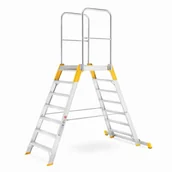 Drabiny - Drabina magazynowa - mostek dwustronny ALOSS 9707 - wysokość robocza 3,47m - miniaturka - grafika 1