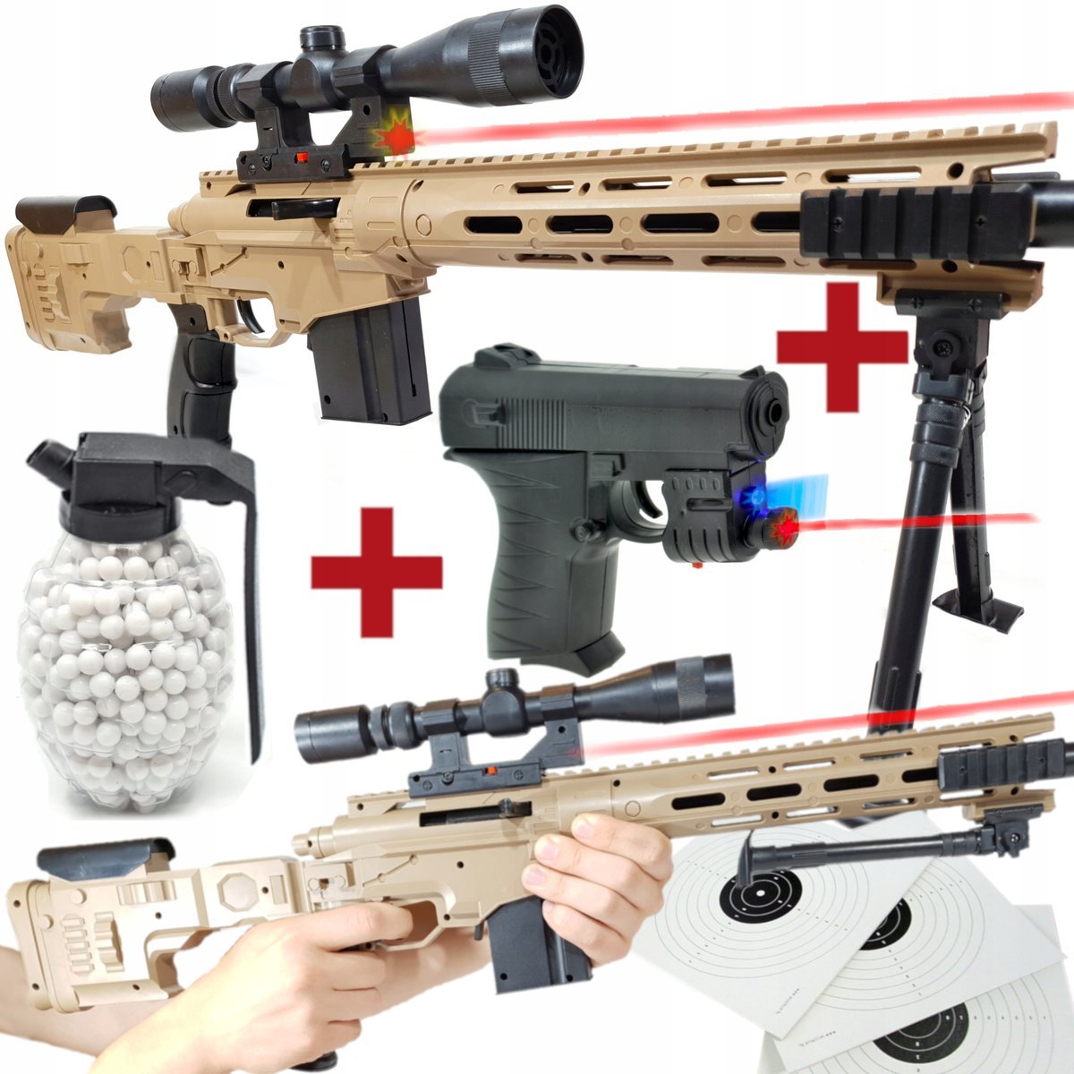 M107 Amerykański Karabin Snajperka na Kulki Air Soft Gun +pistolet +granat