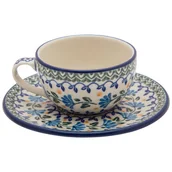 Filiżanki - Filiżanka Do Herbaty Kawy 150 Ml Ze Spodkiem - Ceramika Artystyczna Bolesławiec - miniaturka - grafika 1