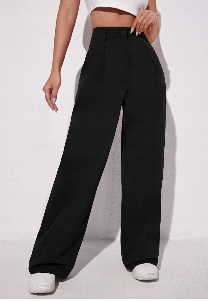 SHEIN SPODNIE PROSTE DAMSKIE CZARNE CASUAL L 1_B