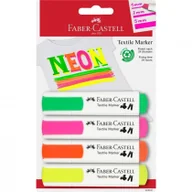 Markery permanentne - Faber Castell Markery do tkanin 4 kolory neonowe FABER CASTELL 440679 - miniaturka - grafika 1
