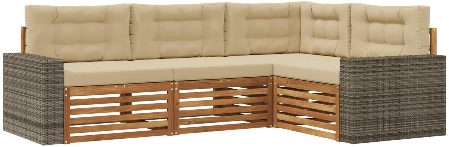 vidaXL Zestaw sof na zewnątrz 4 pcs Naturalny i Beżowy