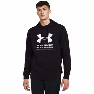 Bluzy sportowe męskie - Męska bluza dresowa nierozpinana z kapturem Under Armour UA Rival Terry Graphic Hood - czarna - UNDER ARMOUR - grafika 1