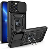 Etui i futerały do telefonów - Hurtel Hybrid Armor Camshield etui iPhone 13 Pro Max pancerny pokrowiec z osłoną na aparat czarne - miniaturka - grafika 1