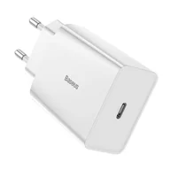 Ładowarki do telefonów - Baseus szybka ładowarka sieciowa USB Typ C 18 W 3 A Power Delivery Quick Charge 3.0 biały (CCFS-X02) - miniaturka - grafika 1