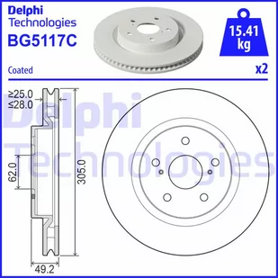 Tarcza hamulcowa DELPHI BG5117C - Tarcze hamulcowe - miniaturka - grafika 1