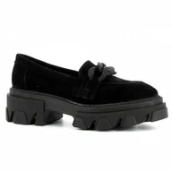 Mokasyny damskie - Czarne mokasyny zamszowe CARINII - Carinii - miniaturka - grafika 1