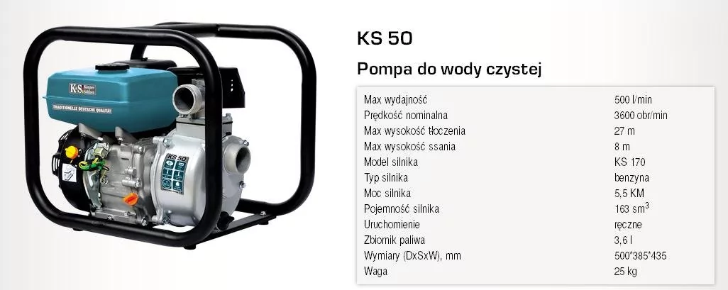 Pompa spalinowa KÖNNER & SÖHNEN , 500 l/min, 2" KS50