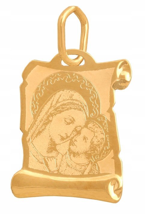 ZŁOTY Medalik Matka Boska 585 0.51 g Prezent Urodziny Chrzest Grawer