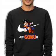 Bluzy męskie - Bluza Dresowa Męska Czarna JUST GOKU IT Swoosh Sportowe Wzory Rozmiar S - miniaturka - grafika 1