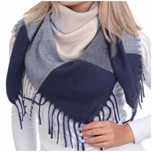 Apaszki i szaliki damskie - Chusta damska, szalik w kratę - przyjemna i miękka SZA-62 granat - miniaturka - grafika 1