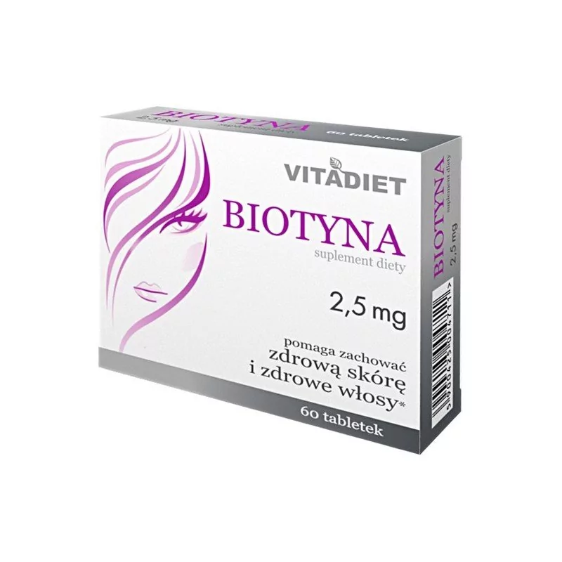 Vitadiet Biotyna 2,5 mg 60 tabletek VitaDiet 3288261