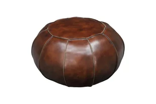 Pufa Chesterfield #19 Brązowa Skóra Naturalna 100% Bawola B 7784 - Pufy i podnóżki - miniaturka - grafika 1