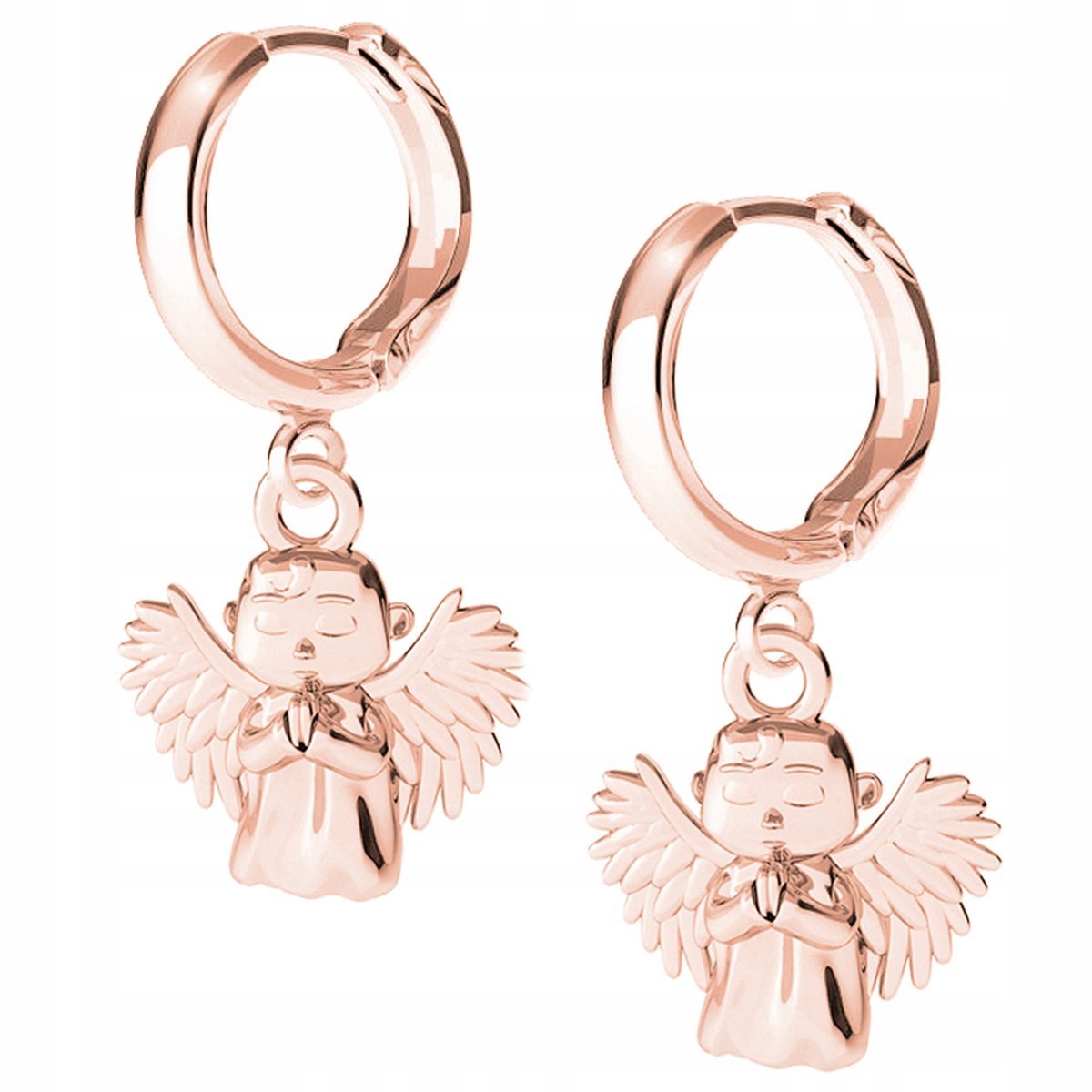 Kolczyki Anioł Aniołek różowe złoto 925