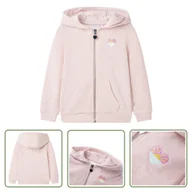 Bluzy dla dziewczynek - Bluza dziecięca z kapturem i suwakiem - mieszany jasny róż - 104 - Bluza Dziecięca - miniaturka - grafika 1