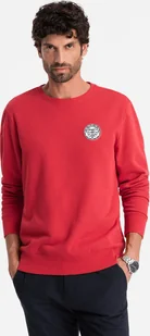 Ombre Nierozpinana męska bluza dresowa z naszywką w stylu college czerwona V1 OM-SSNZ-0134 XL - Bluzy męskie - miniaturka - grafika 1