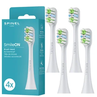 Końcówki do szczoteczki SPINEL CARE SmileON, 4 szt - Białe końcówki wymienne do szczoteczki sonicznej delikatne włókna pasują do SmileON zdrowe dzią.. - Końcówki do szczoteczek elektrycznych - miniaturka - grafika 1