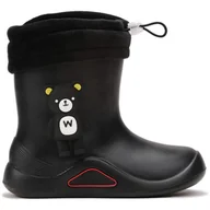Kalosze damskie - Kalosze Wysokie Ocieplane Wygodne Lekkie Modne Z Misiem Wsuwane Wodoodporne Chłopięce Z Ociepleniem Piankowe Dziecięce Ocieplane Czarne Missi 25 - miniaturka - grafika 1