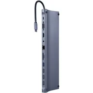 Wtyczki i adaptery - GEMBIRD A-CM-COMBO11-01 Adapter wieloportowy USB Type C 11w1 HUB USB + HDMI + VGA + PD + czytnik kart + LAN + audio 3.5 mm szary - miniaturka - grafika 1