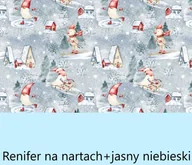 Pościel dla dzieci - Świąteczna pościel do łóżeczka dziecięcego 120x90 Renifer na nartach+jasny niebieski - miniaturka - grafika 1