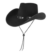 Czapki damskie - Kapelusz Kowbojski Czarny Z Gumką I Ćwiekami - miniaturka - grafika 1