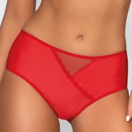 Majtki damskie - Klasyczne Figi Damskie z Ozdobnymi Kropeczkami Koronkowe Czerwone XXXL - miniaturka - grafika 1