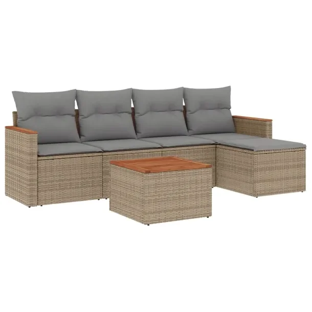 Zestaw wypoczynkowy rattan PE 5-el. beżowy 55x62x69cm