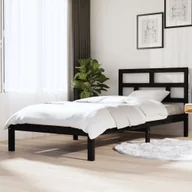 Łóżka - Łóżko z litego drewna sosna czarna 100x200 cm - miniaturka - grafika 1