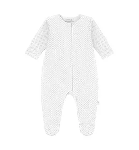 Pajac Bawełniany Biały W Kropeczki 62 - Pajacyki dla niemowląt - miniaturka - grafika 1