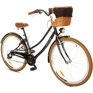 Rowery - Rower miejski z koszykiem GOETZE Cruiser S7B 28 cali Czarny - miniaturka - grafika 1