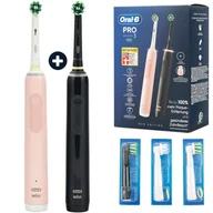 Szczoteczki elektryczne - Zestaw szczoteczek Oral-B Pro 3 3900N cza/róż - miniaturka - grafika 1
