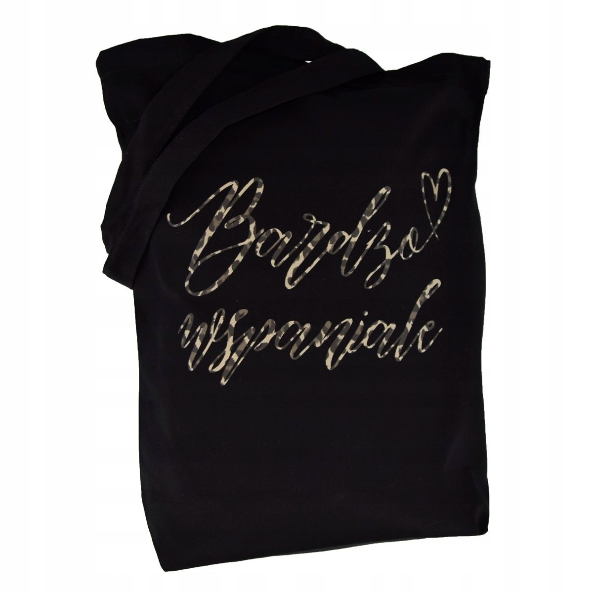 TORBA bawełniana czarna 220g z nadrukiem BARDZO WSPANIALE torebka na zakupy