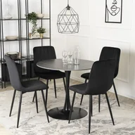 Stoły - Stół Okrągły SANDER 90 cm Ceramiczny Czarny do Salonu Nowoczesny Loft - miniaturka - grafika 1