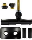 Zawory i kraniki - Zawór jednootworowy regulacyjny UNICO czarny mat All in one lewy GZ1/2 rozeta zespolona prostokątna - miniaturka - grafika 1