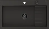 Zlewozmywaki - Mexen Omar zlewozmywak granitowy 1-komorowy 800 x 480 mm, czarny/złoty metalik, syfon czarny - 6520801005-75-B - miniaturka - grafika 1