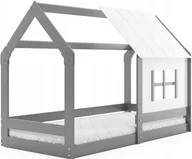 Łóżeczka i kojce - Łóżko dziecięce Domek z daszkiem 160x80 drewniane z materacem - miniaturka - grafika 1
