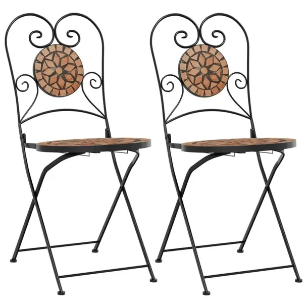 2x Krzesło Ogrodowe Ceramiczne Siedzisko Bistro Na Taras Balkon Ogród