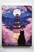 Malowanie po numerach - Japońskie nastroje, Japonia, kot, Azja, noc, drzewa, malowanie po numerach - miniaturka - grafika 1