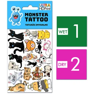 TATUAŻE ZMYWALNE DLA DZIECI KOTY WZORY ORYGINALNE - Zabawki kreatywne - miniaturka - grafika 1