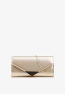 Torebki damskie - Złota Torebka Kopertówka z Łańcuszkiem Zdobiona Metaliczną Aplikacją Idalinna - miniaturka - grafika 1