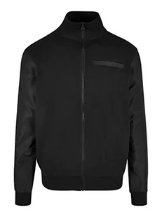 Urban Classics Organic and Recycled Fabric Mix Track Jacket, sportowa męska kurtka treningowa z bawełny ekologicznej, dostępna w kolorze czarnym, rozmiary S-5XL, czarny, 5XL - Kurtki męskie - miniaturka - grafika 1