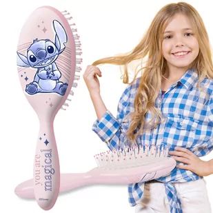 Disney Stitch różowa szczotka do włosów, okrągła szczotka do rozczesywania - Szczotki do włosów dla dzieci - miniaturka - grafika 1