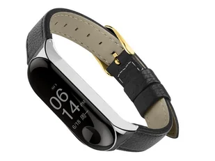 Alogy Pasek Alogy skóra leather band do Xiaomi Mi Band 3/4 Czarny uniwersalny - Akcesoria do smartwatchy - miniaturka - grafika 1