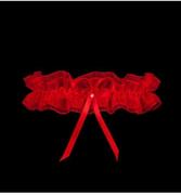 Pończochy - Czerwona tiulowa podwiązka Monako PW-03 - miniaturka - grafika 1