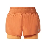 Spodenki damskie - Reebok Damskie szorty do biegania dwa w jednym, Palony pomarańczowy, L - miniaturka - grafika 1
